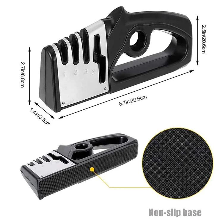 Hot Selling Kitchen Sharpener And Scissors Diamond Steel Sharpener Knife Black Knife Sharpener