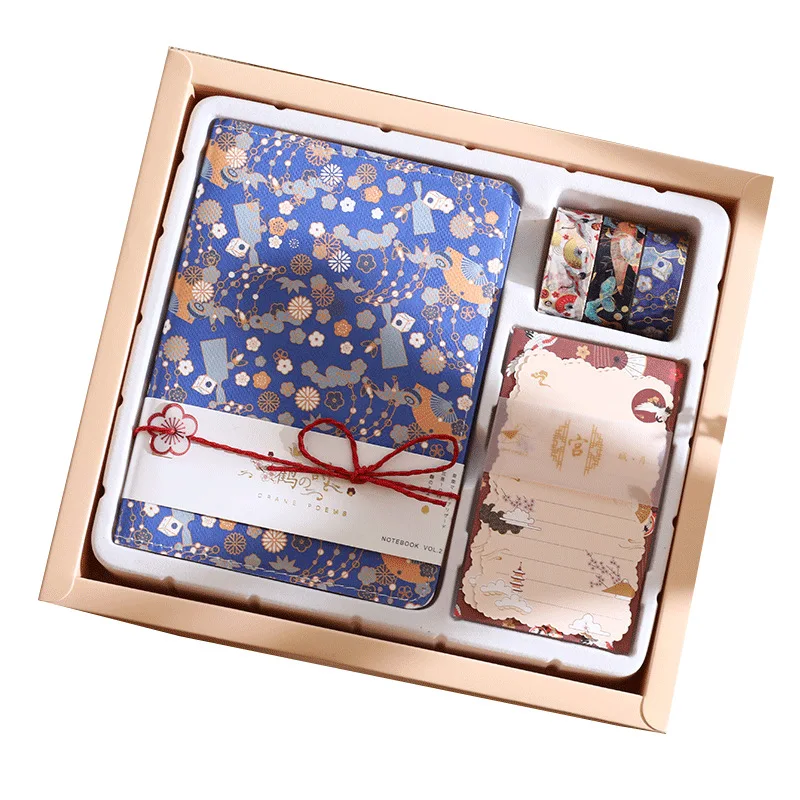 Chinese Style Retro Notebook Set Gift Box Magnetic Button Xian Crane Literary Creative Diary Notepad