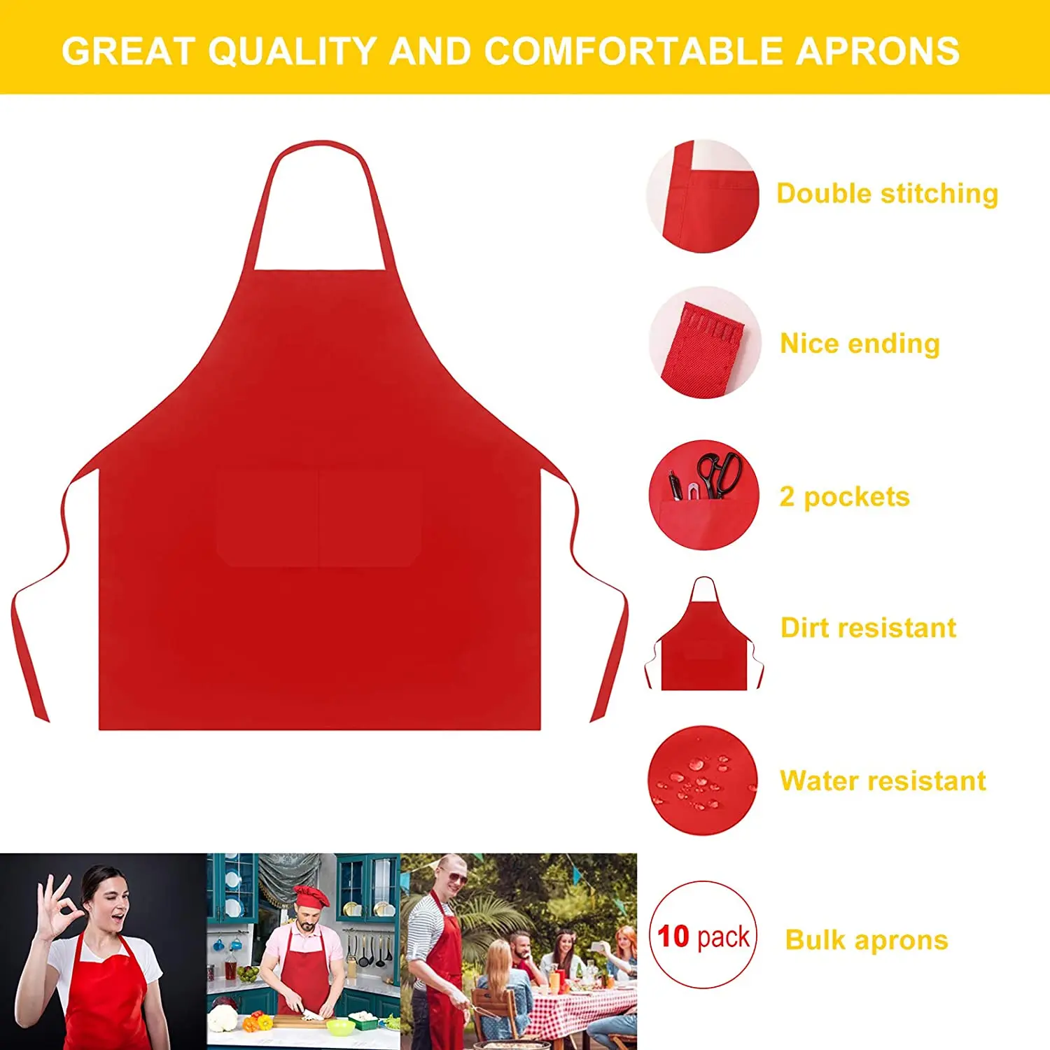 Cheap Bulk Wholesale Cotton Kitchen Masonic Women Mens Canvas Apron With Two Pocket