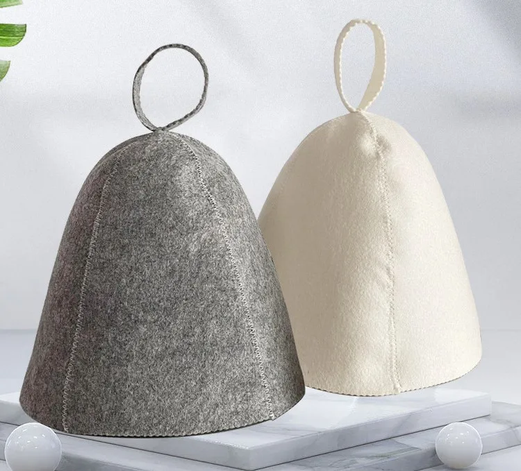 Wholesale Japan Sauna Banya Sweat Available Wool Felt Sauna Bucket Hat with Hanging Hoop Custom Logo