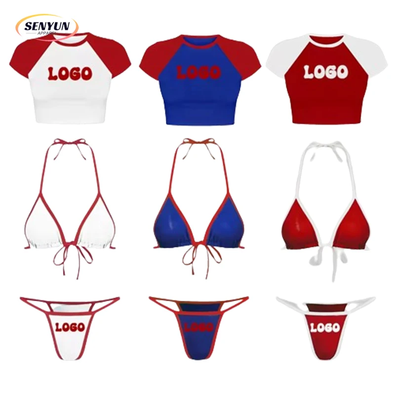 ODM OEM Factory Mini Micro String High Waist Bikini Set Women Custom Logo Solid Color Blank Swimwear Beachwear Designer Swimsuit