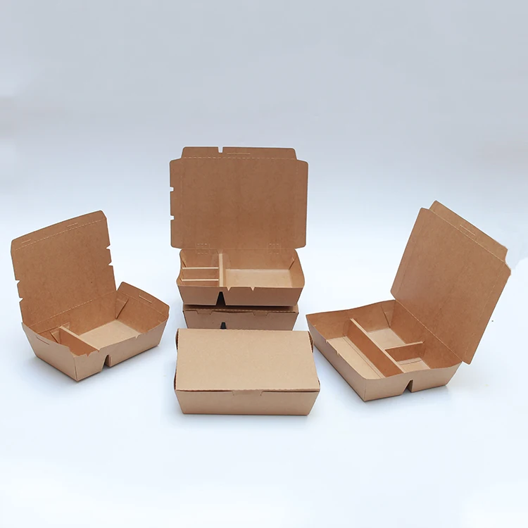 Custom Printing eco friendly 3/4compartment kraft paper take away lunch box
