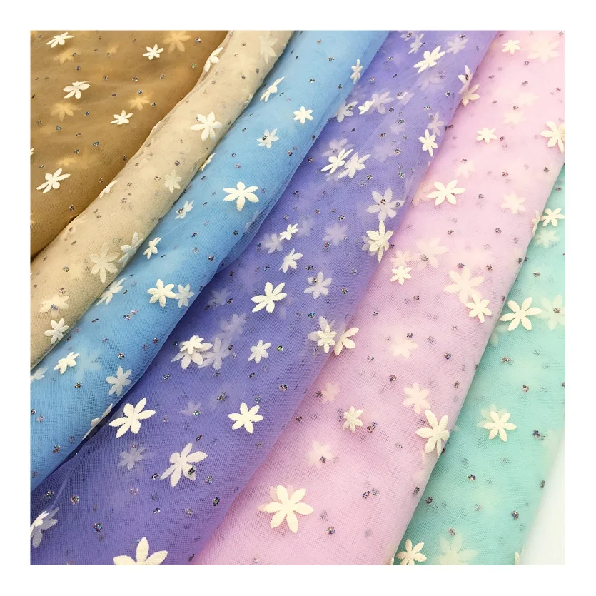 New sequin bead lace fabric Breathable small mesh fabric in the shape of sequins and snowflakes