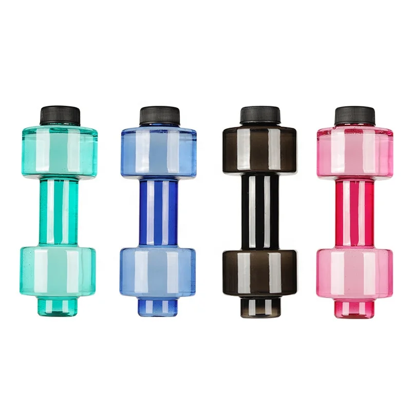 Custom Big Capacity PET Plastic Sports Gym Weight Lifting Hex Dumbbells Shape Drinking Water Bottles