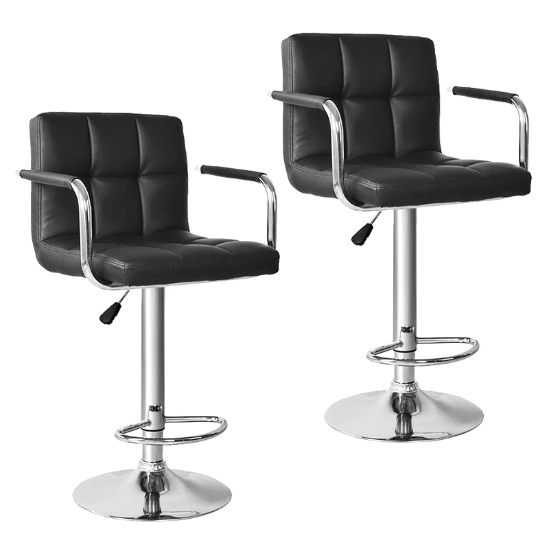 Swivel Chrome Base Pu Leather Counter High Bar Stool Chair With Armrest For Pub Coffee Shop Restaurant