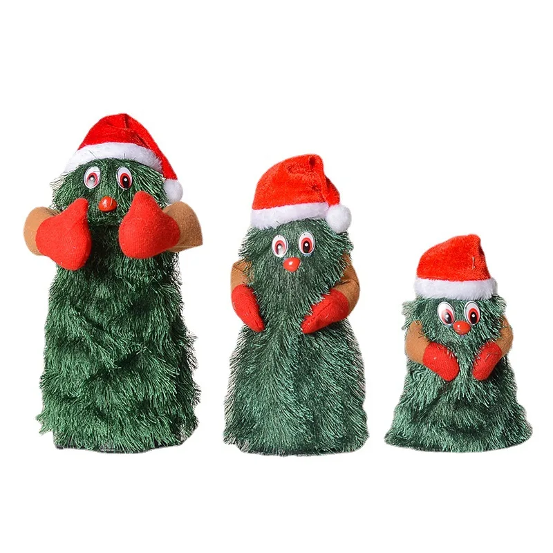 DAMAI Electric Christmas Tree Plush Toy Singing and Dancing Christmas Toys Xmas Gifts for Toddlers Kids Red Hat Gloves