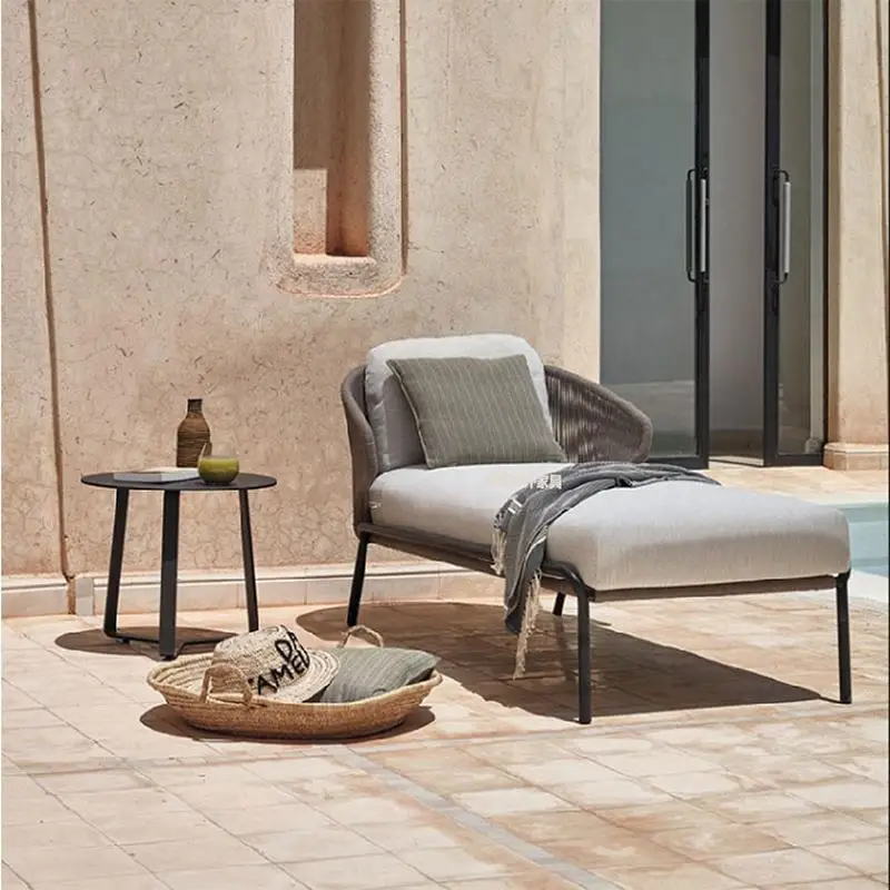 Chaise Lounge Outdoor Rope Wicker Sun Lounger Garden Furniture Outdoor Hotel Sun Lounger