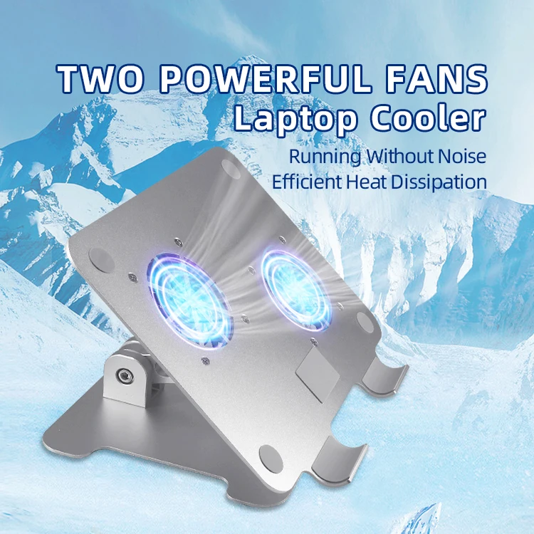 WEELIN Laptop Holder With Cooler Fan Ergonomic Aluminum Height Adjustable Folding Laptop Stand