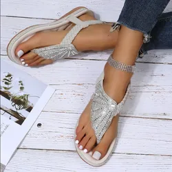 Summer 2023 women rhinestone platform sandals wholesale large size rubber flip flops thong sandal beach slipper