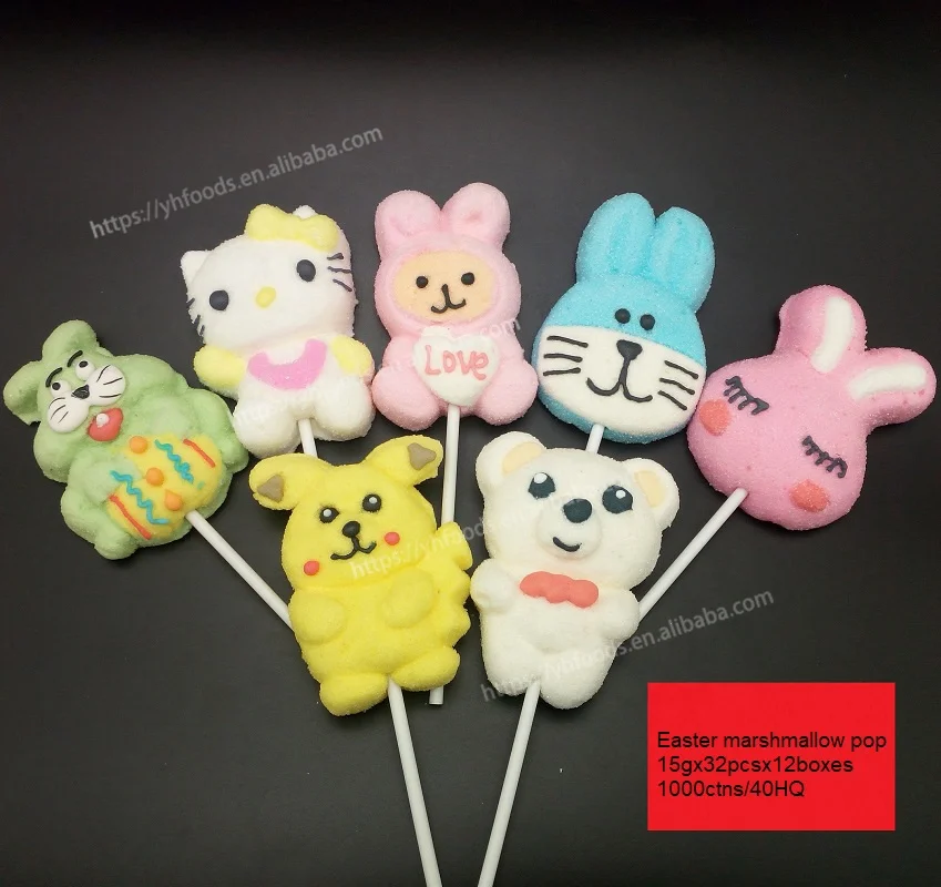 35g 15g 30g Animal shapes tiger panda rabbit bunny elephant mouse shaped Marshmallow Cartoon lollipop sweets candy
