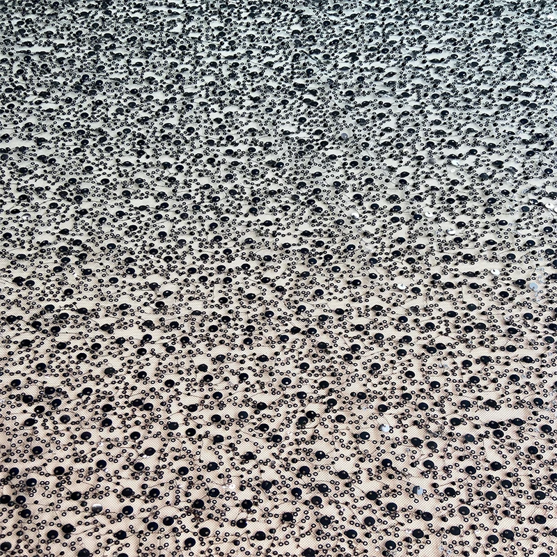 Factory Made 100% Polyester Fabric Multicolor Luxury Lace Net Mesh Fabric With Sequence