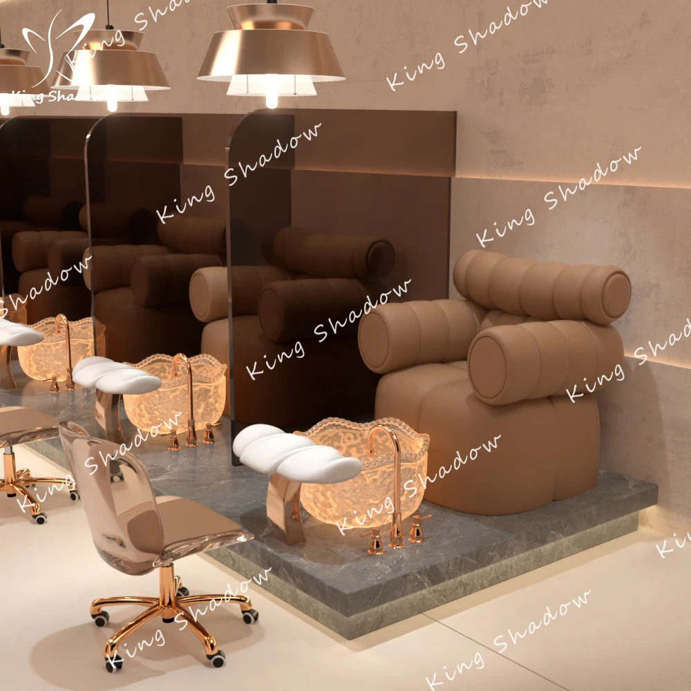 pink color pedicure chair with gold accessary  Nails salon equipment manicure chair kid  pedicure chair spa