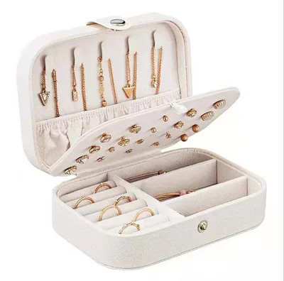 2021 Storage Jewelry Box Organizer Case Portable jewelry storage box Travel Button Leather luxury jewelry storage box