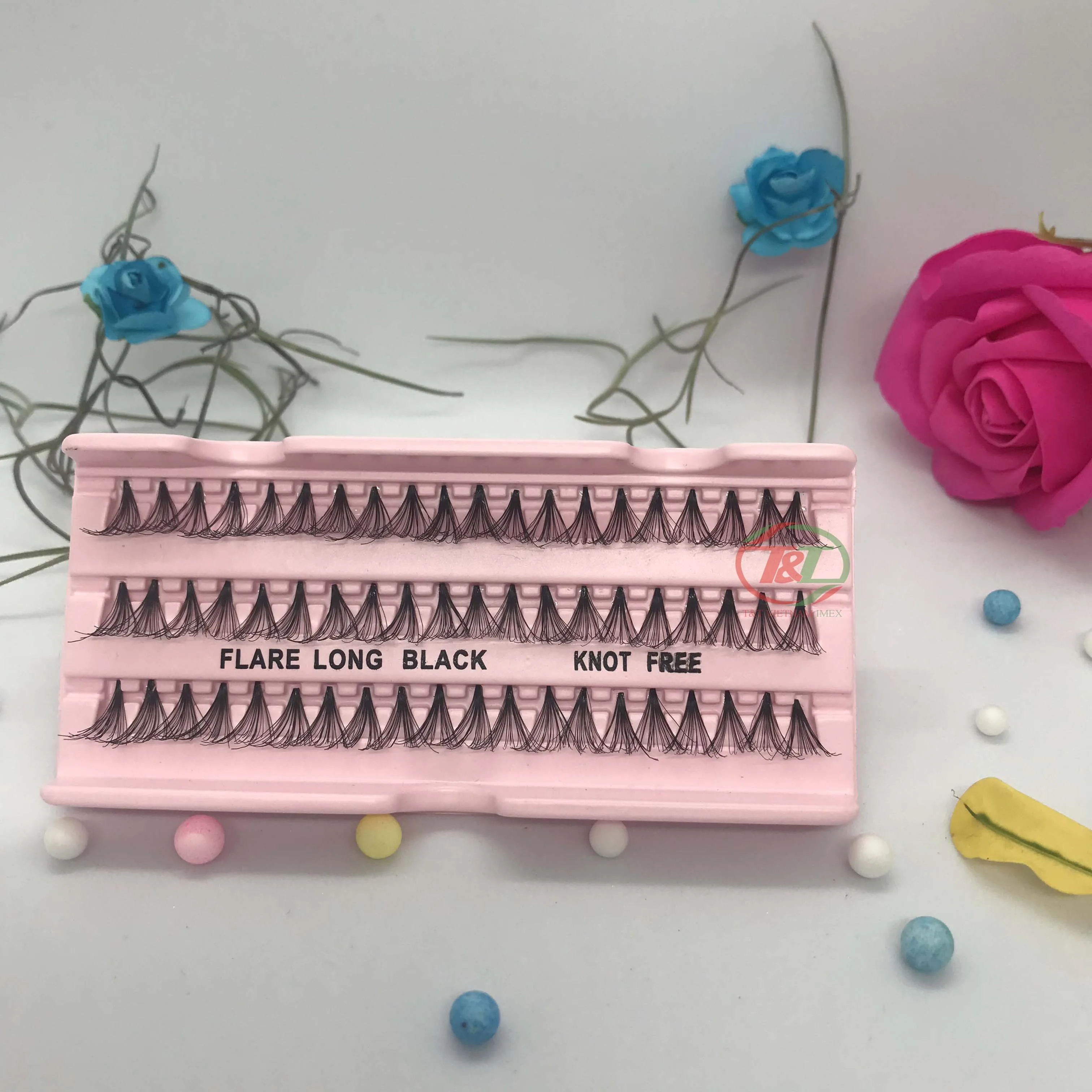 Vietnam wholesale premium quality lash tray eyelashes flare eyelash knot free individual faux eyelashes