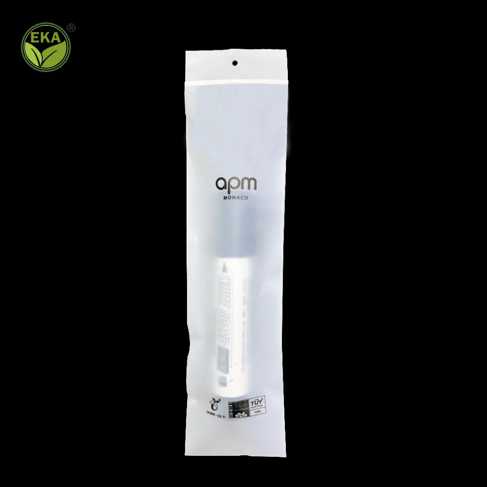 Eka Custom Size Recycled Clear Long Plastic Pen Small Ziplock Bag With Logo Biodegradable Toothbrush Compostable Bag