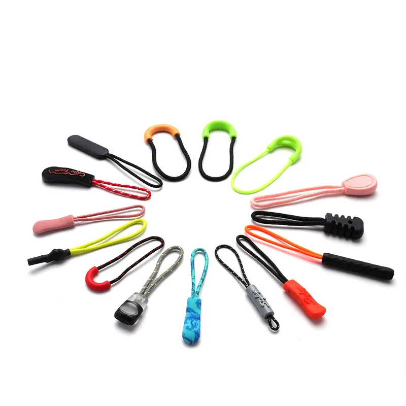 Zipper Pull Charms Replacement Plastic Custom Zipper Puller Rope Rubber Zip Strings Adjustable Sliders Novelty Zipper Pulls