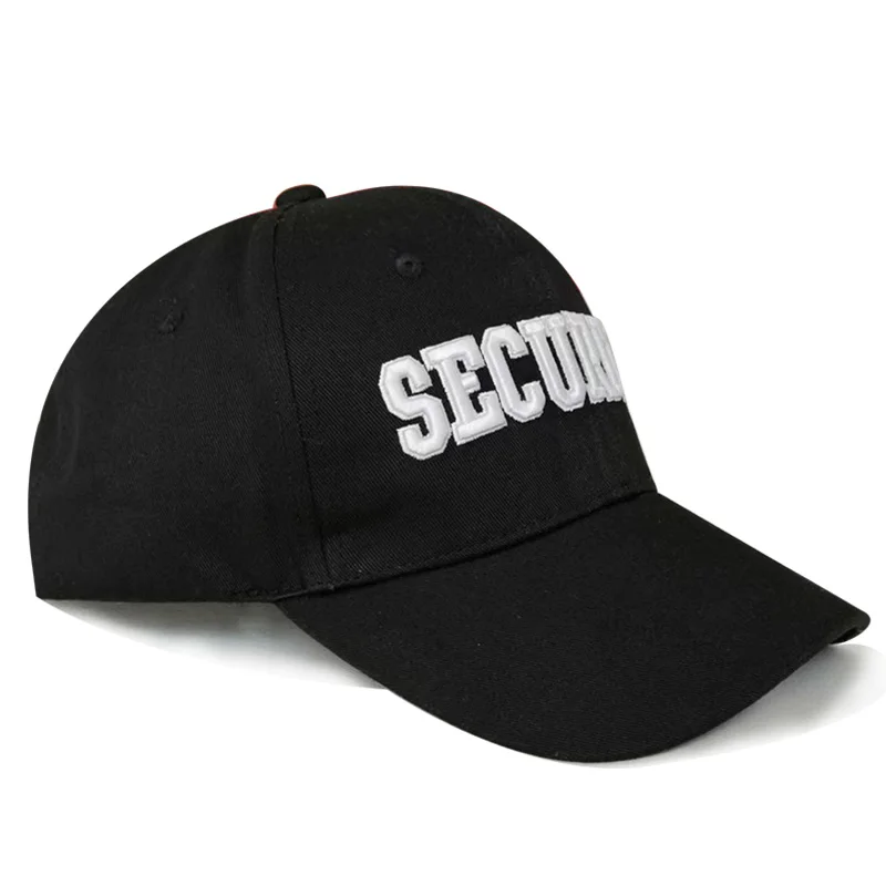 High Quality Embroidery Logo Baseball Cap Black Security Hat Black Cap for Men Security