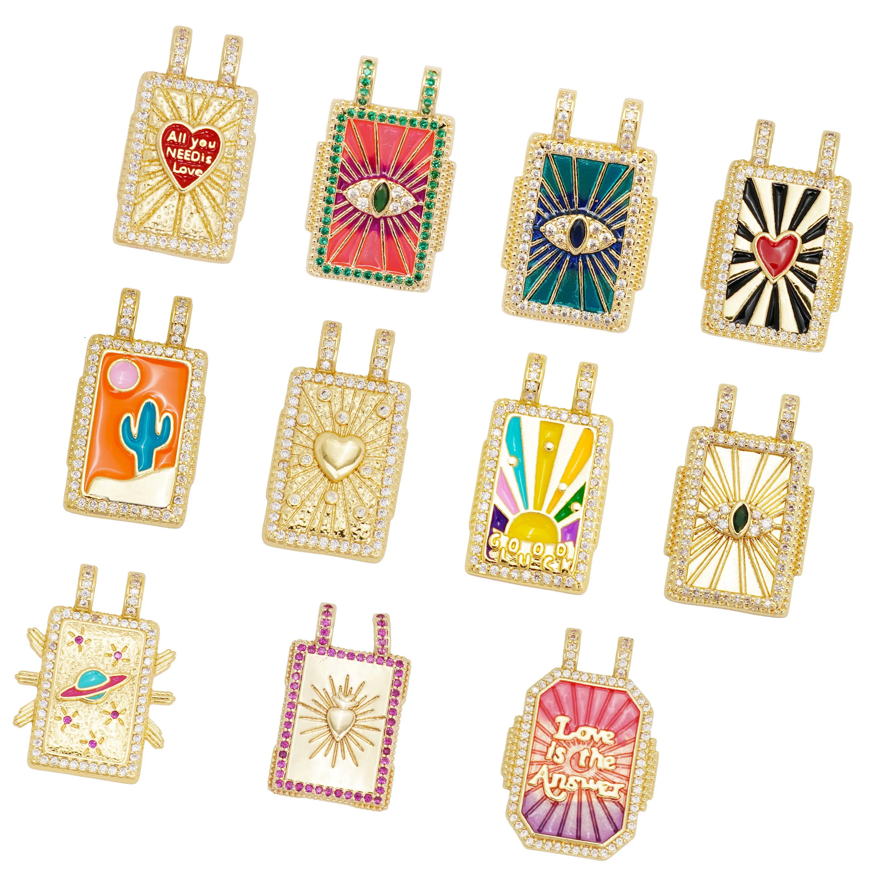 Nontarnish wholesale diy  Stainless steel eyes diamond pendants charms for jewelry making