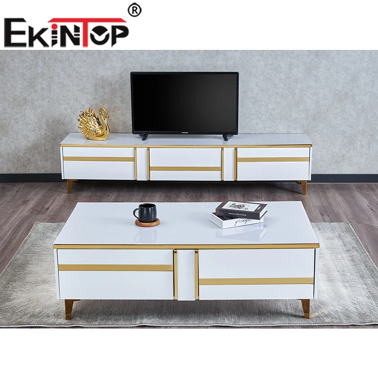 Ekintop steel contemporary drum cheap stainless steel nordic tv stand unit and touch screen smart coffee table multifunctional