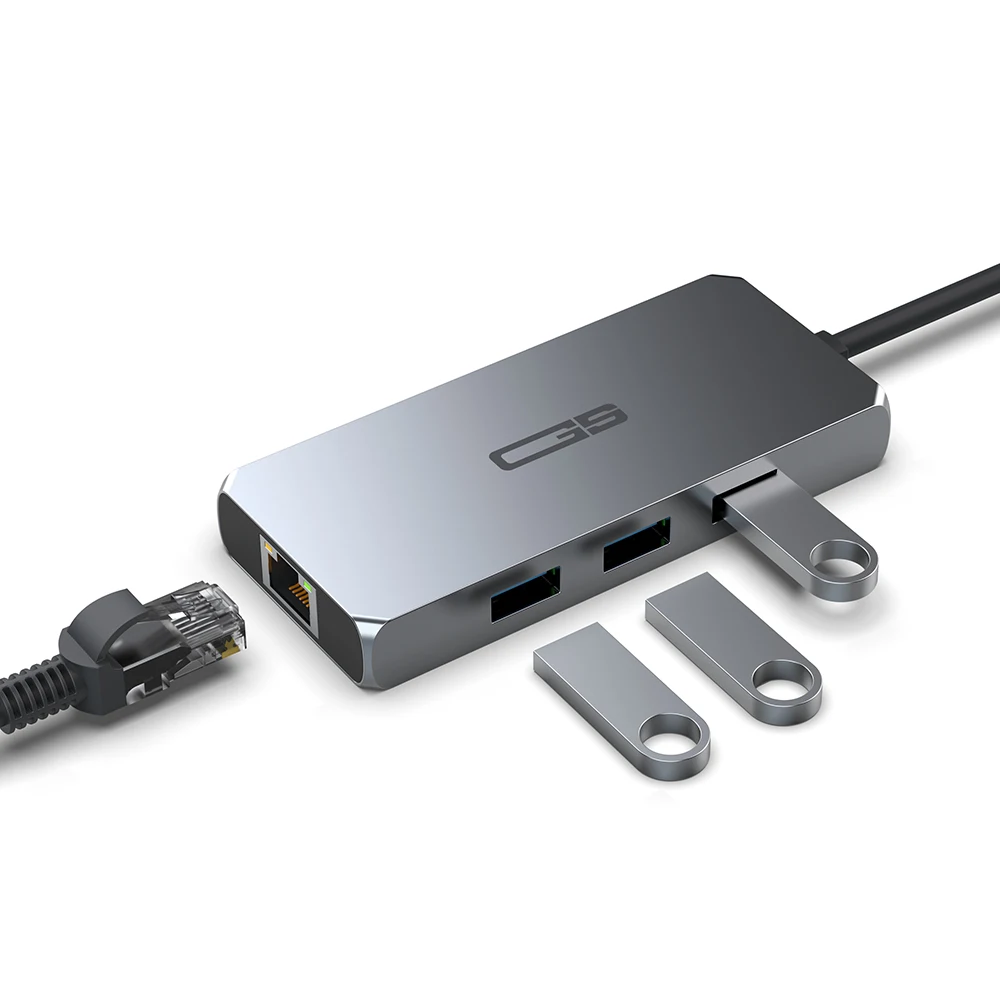 Laptop accessories portable 4 ports usb c dock hub with LAN RJ45 Gigabit network ethernet port for mobile