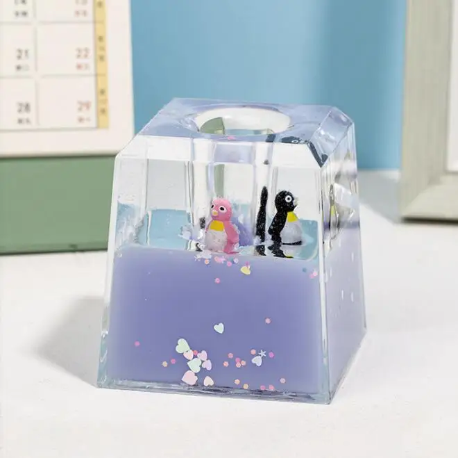 Square cartoon penholder jelly color emulsion hourglass office desktop penholder