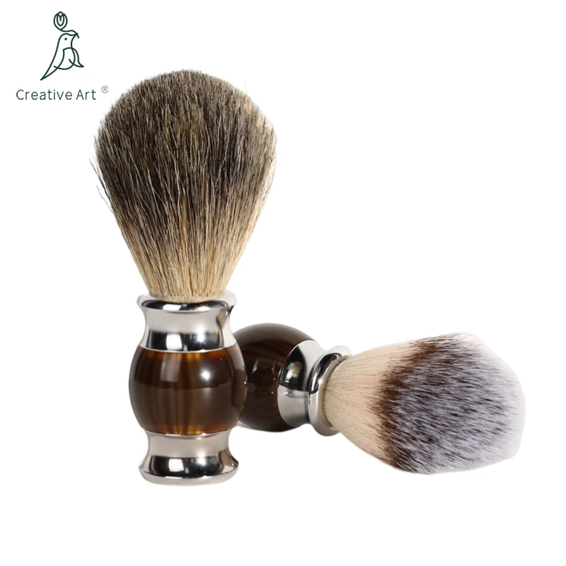 Cheap price Manufacturer Metal Resin synthetic hair knot small black Soap Double Edge Straight Shaving Razor