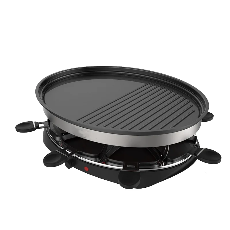 Electric Round Griddle Nonstick Extra Large with Two Frying Pan Smokeless Indoor Grill with Temperature Control,