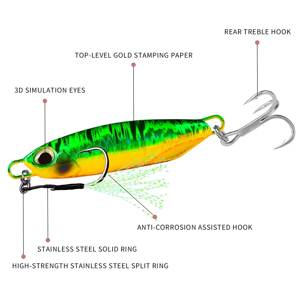 CASTSOON  Saltwater Fishing lure Metal jig 15g 20g 30g 40g 60g Artificial Baits Sinking Slow Jigging Lure Metal Slow Jigs