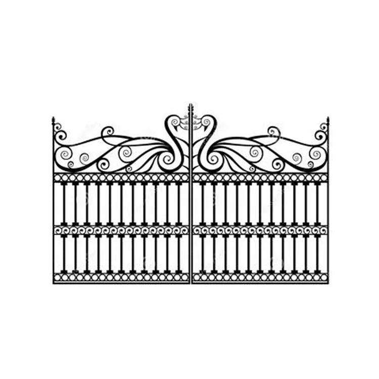 Горячая продажа Золотая краска кованые ворота конструкции двойные двери