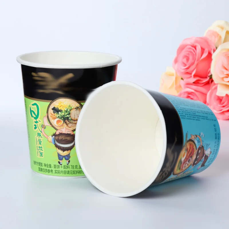 Wholesale Custom Eco- friendly paper soup cup square shape instant noodle cup noodles packaging