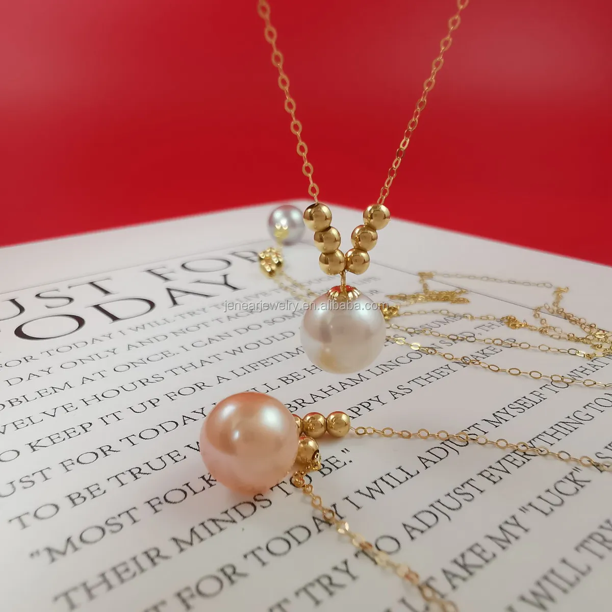 
Genuine 18K gold chain necklace jewelry for women AU750 real 18K gold natural fresh water pearl pendant necklace 