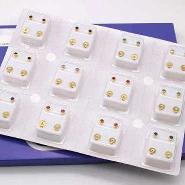 12 цветов Алмазные медицинские титановые стальные алмазные серьги носите ювелирные изделия гипоаллергенная коробка