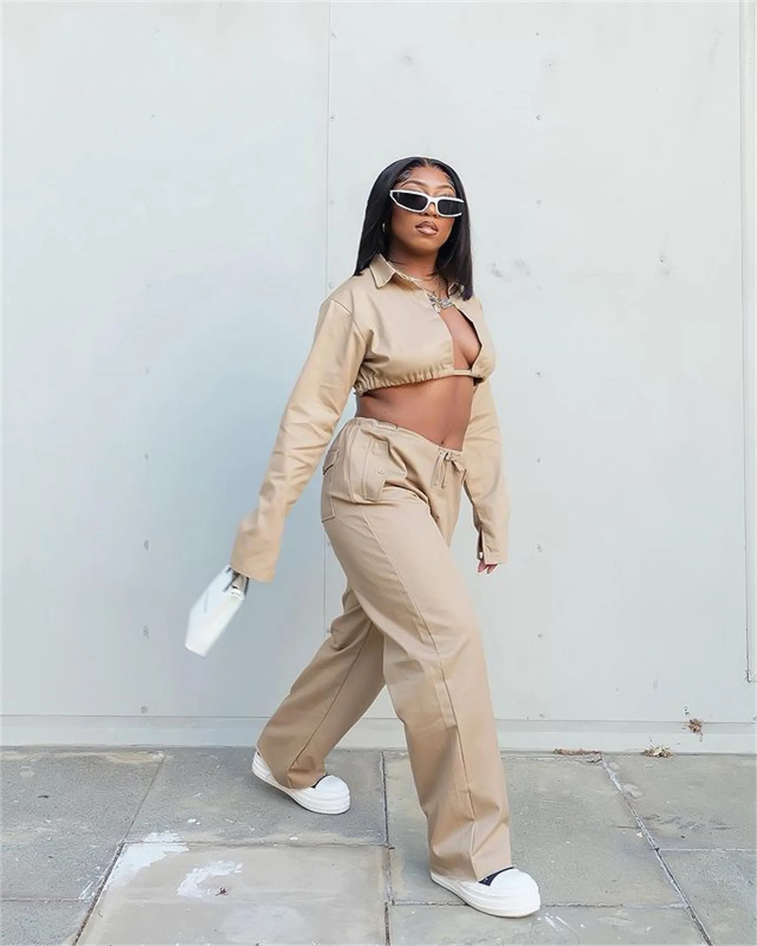 S9812-boutique clothing women solid fall streetwear drawstring shirt and pants sets women