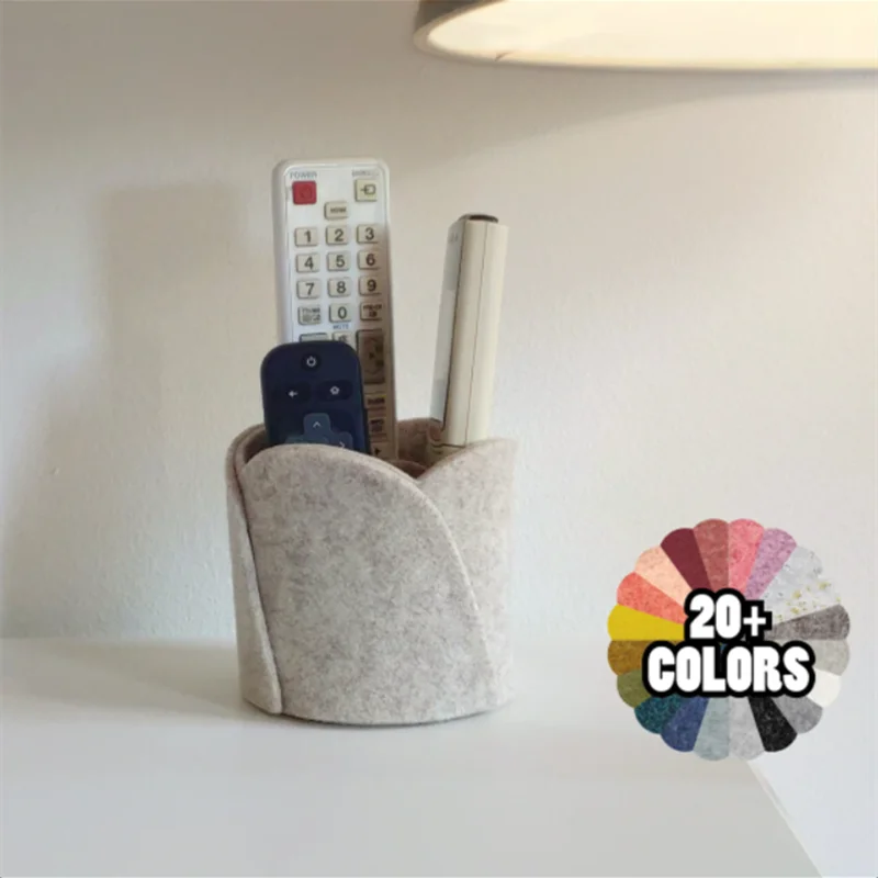 High-quality Northern Europe Felt pen holder Office Desk storage box round storage container Remote Control Organizer for office