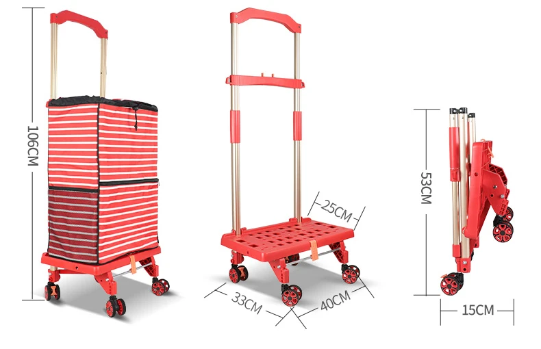 Baoyu Factory 4 Double-Row Universal Wheels Pp Plastic Trolley Shopping Trolldy Cart Eight Wheel Metal Grocery Cart