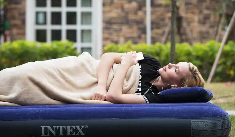 Intex 64758 inflatable double air bed camping mattress with pillow rest classic airbed