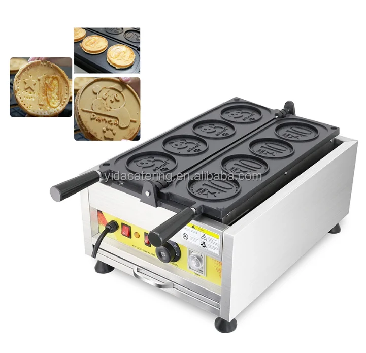 Hot Sale Snacks Coin Waffle Maker 110V 220V Electric Panda Shape Waffle Round Coin Waffle Machine