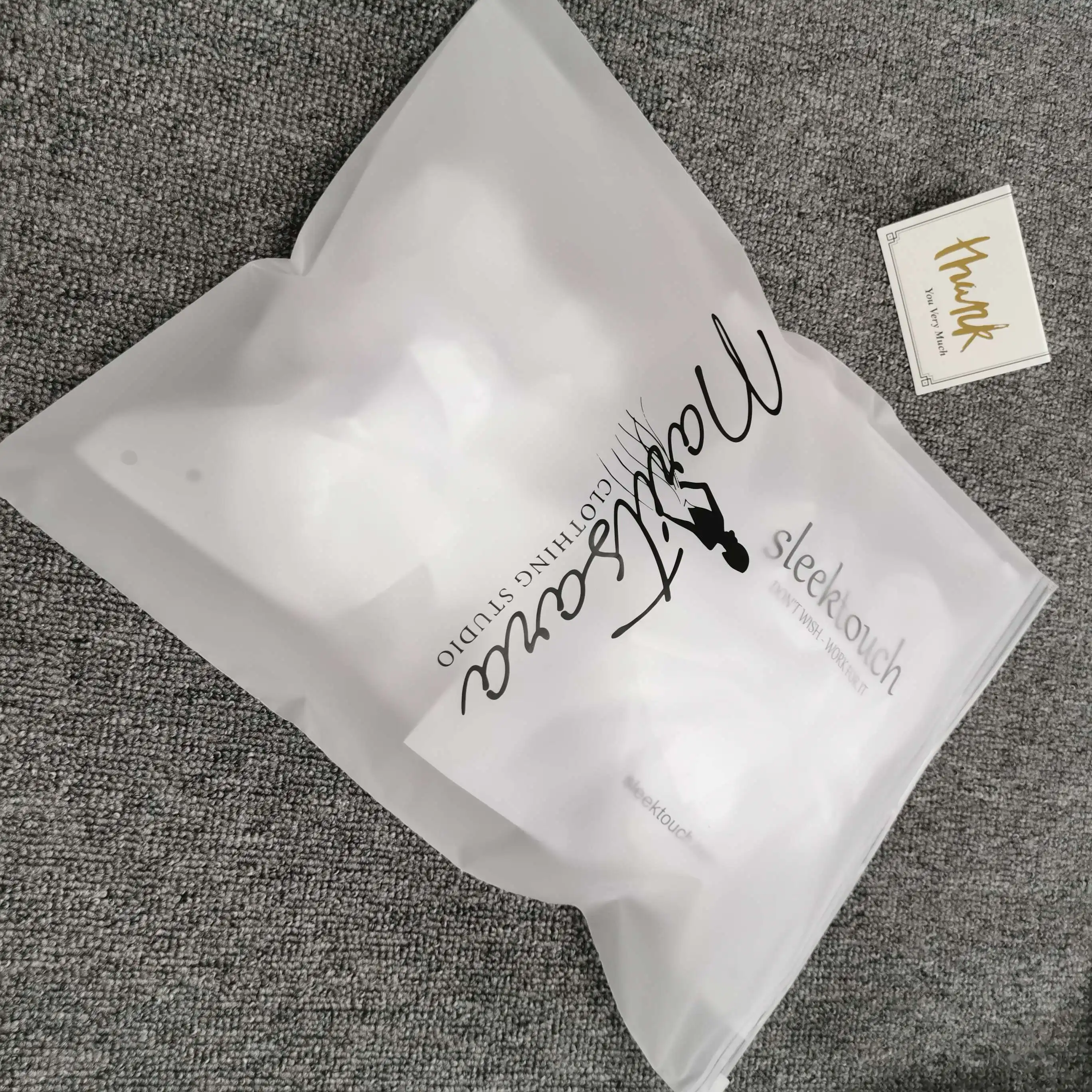 Printed Zipper Garment t Shirt Packaging Frosted Transparent Slide Zip Lock Biodegradable Frosted sealing bag with Logo