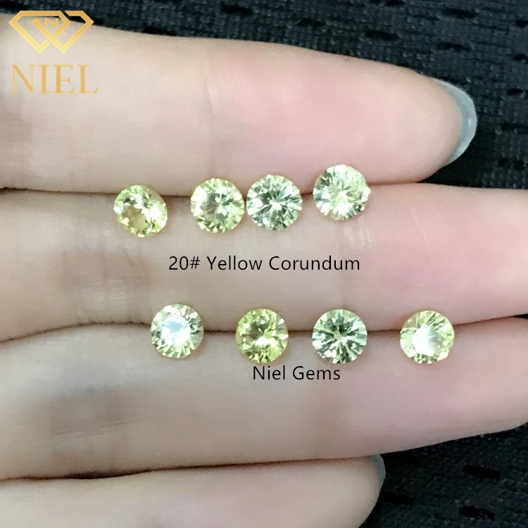 Lemon color round cut 5mm niel gems loose gemstones gem stone synthetic sapphire yellow 20 20# corundum