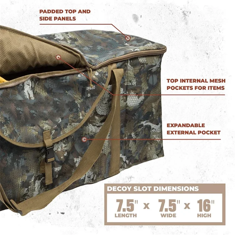 Waterproof Padded Protection 12 Slot Duck Decoy Slotted Hunting Bag Bottom Drains Duck Hunting Blind Bag
