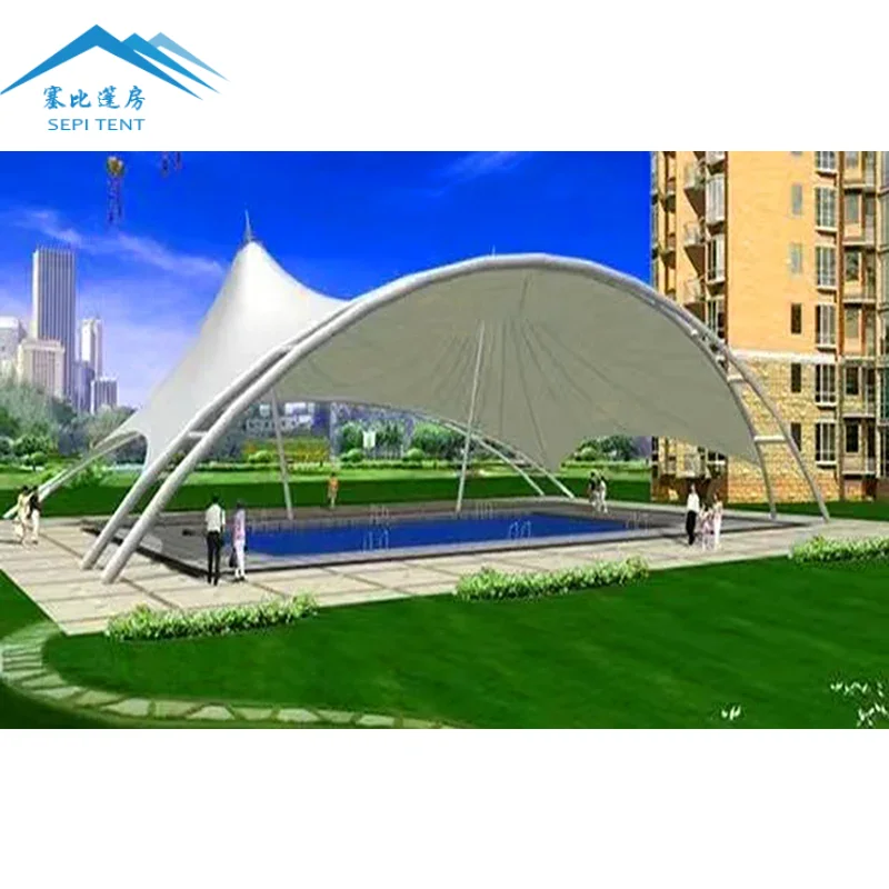 High Quality PVDF Cover Roof Stretch Outdoor Swimming Pool Tent Waterproof Tensile Membrane Structure