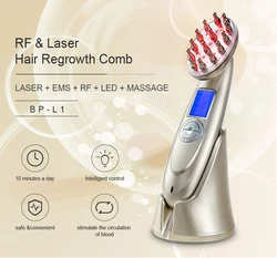 Amazon Hot Sale Ems Laser Hair Growth Comb RF Anti Hair Loss Therapy Massager Liquid Oil Applicator Laser Comb For Hair Growth