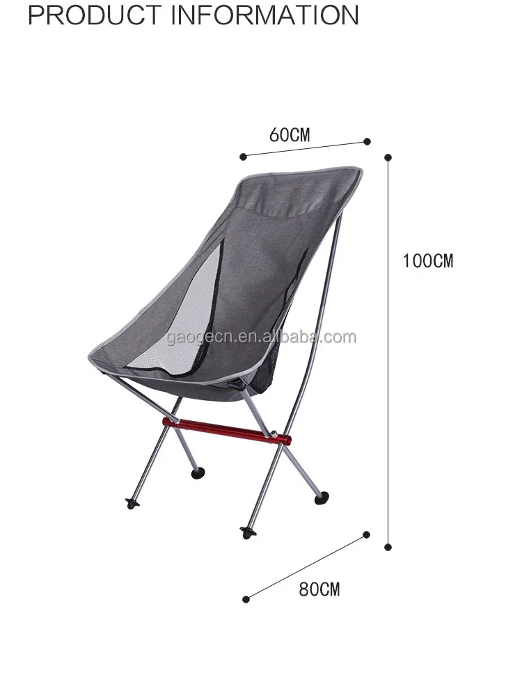 holesale Aluminum Frame High Back Chair Garden Outdoor Camping Folding Chair High Load-bearing Beach Chair