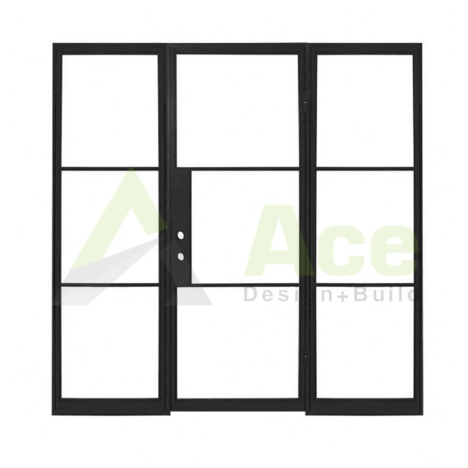 ACE China Manufacturer Main Gate Steel Grill Window Design Wrought Iron Entry Double Door