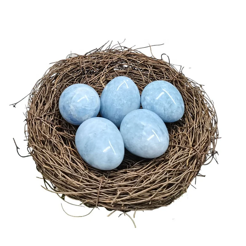 Wholesale Natural Rock Crystal Blue Celestite Massage Egg For Decoration