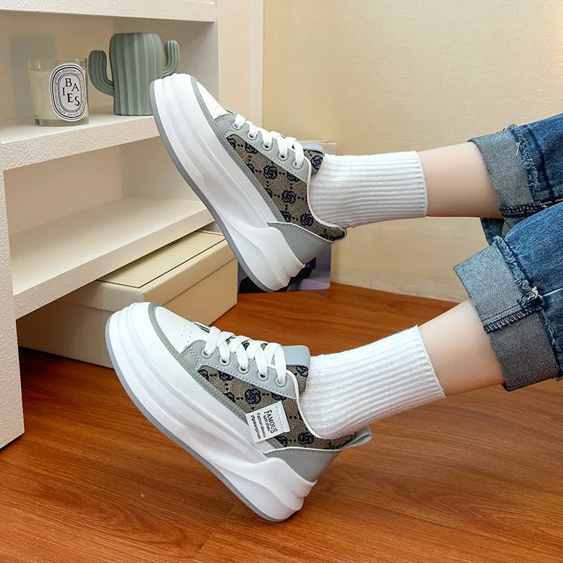 New girls luxury designer fashion sneakers sports casual lace up walking thick sole chunky tenis mujer women running shoes