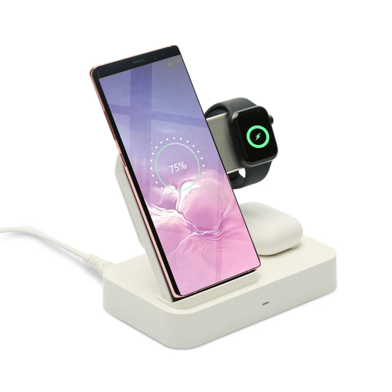 
New arrivals 2021 private mode AC input 30W 3 IN 1 fast wireless charging stand for smart phone iPhone iWatch TWS 