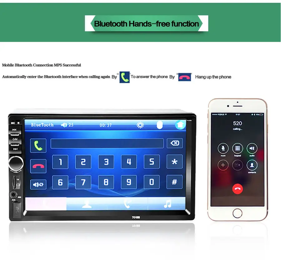 Автомагнитола 2 din 7018B MP5-плеер с 7-дюймовым сенсорным экраном радио и камерой заднего вида
