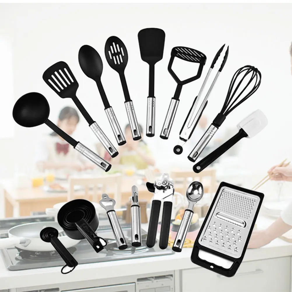 25Pcs Silicone Cooking Utensils Non Stick Cookware Set Kitchen Utensils with Spatula Opener Measuring Spoon Set