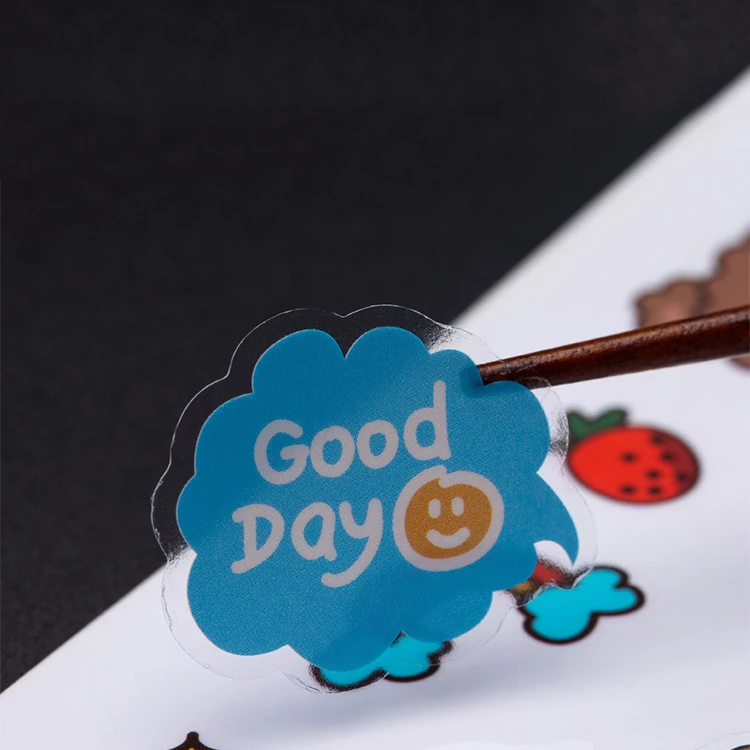 Custom Logo Print Adhesive Cut Out Sticker Carton Stickers Kawaii Paper Jar Sticker For Festival Packsge